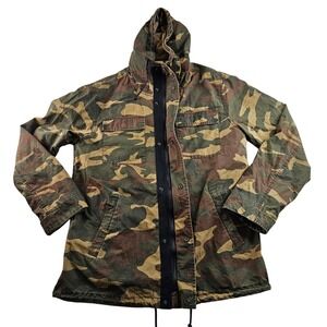 Zara Camouflage Military Field Jacket in Green & Brown